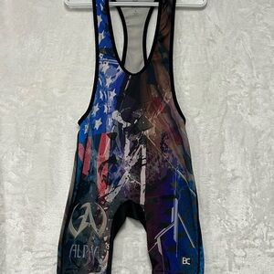 Men's Multicolor Blue Chip Wrestling Singlet Adult Large